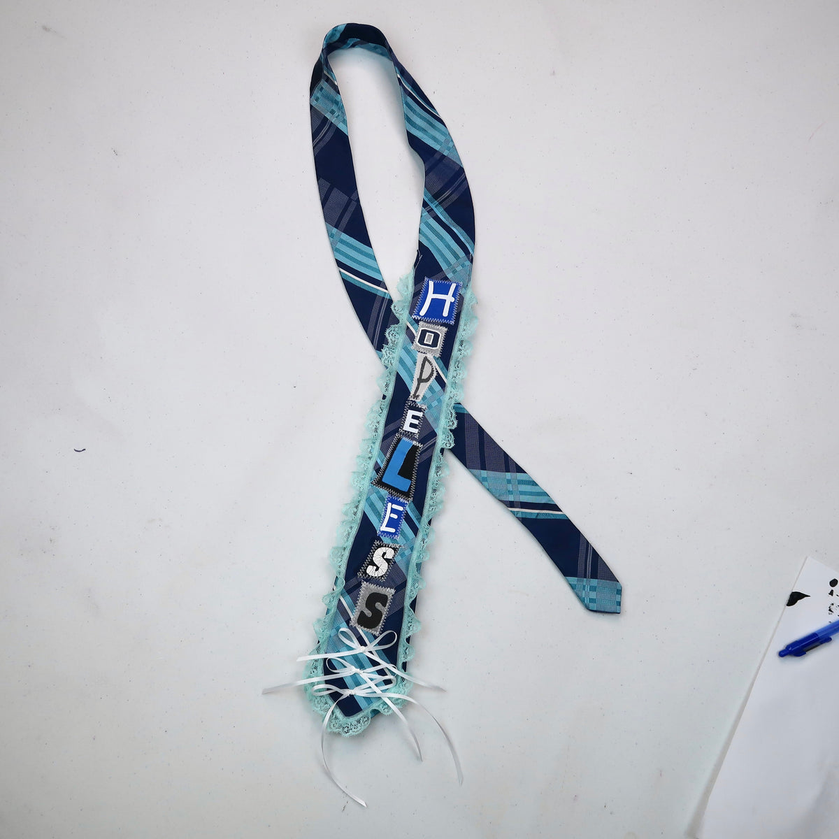 1OF1 “Hopeless” Blue Patchwork Tie