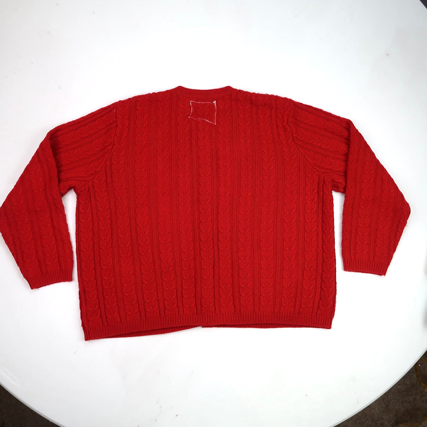 "Melted Visions" Red Cardigan Sweater - XL