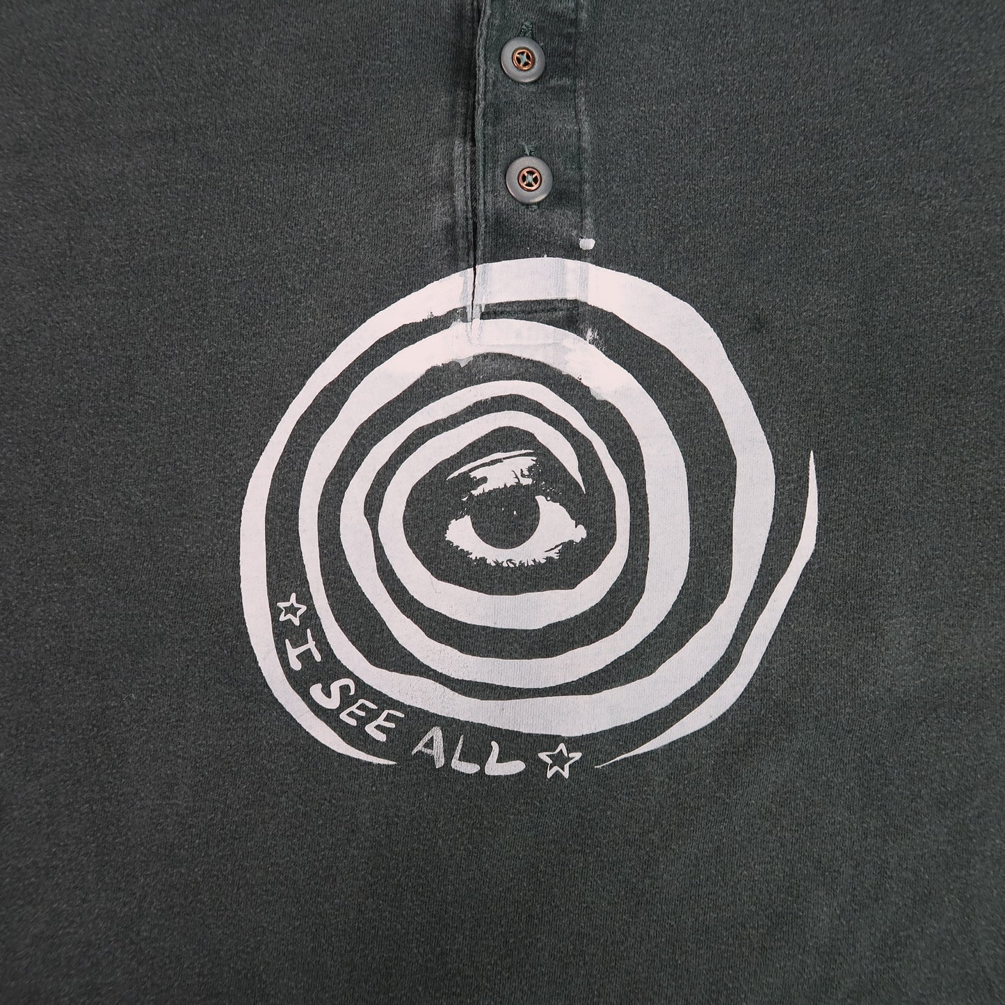 "I See All" (Eye Spiral) Faded Green T-shirt - Large