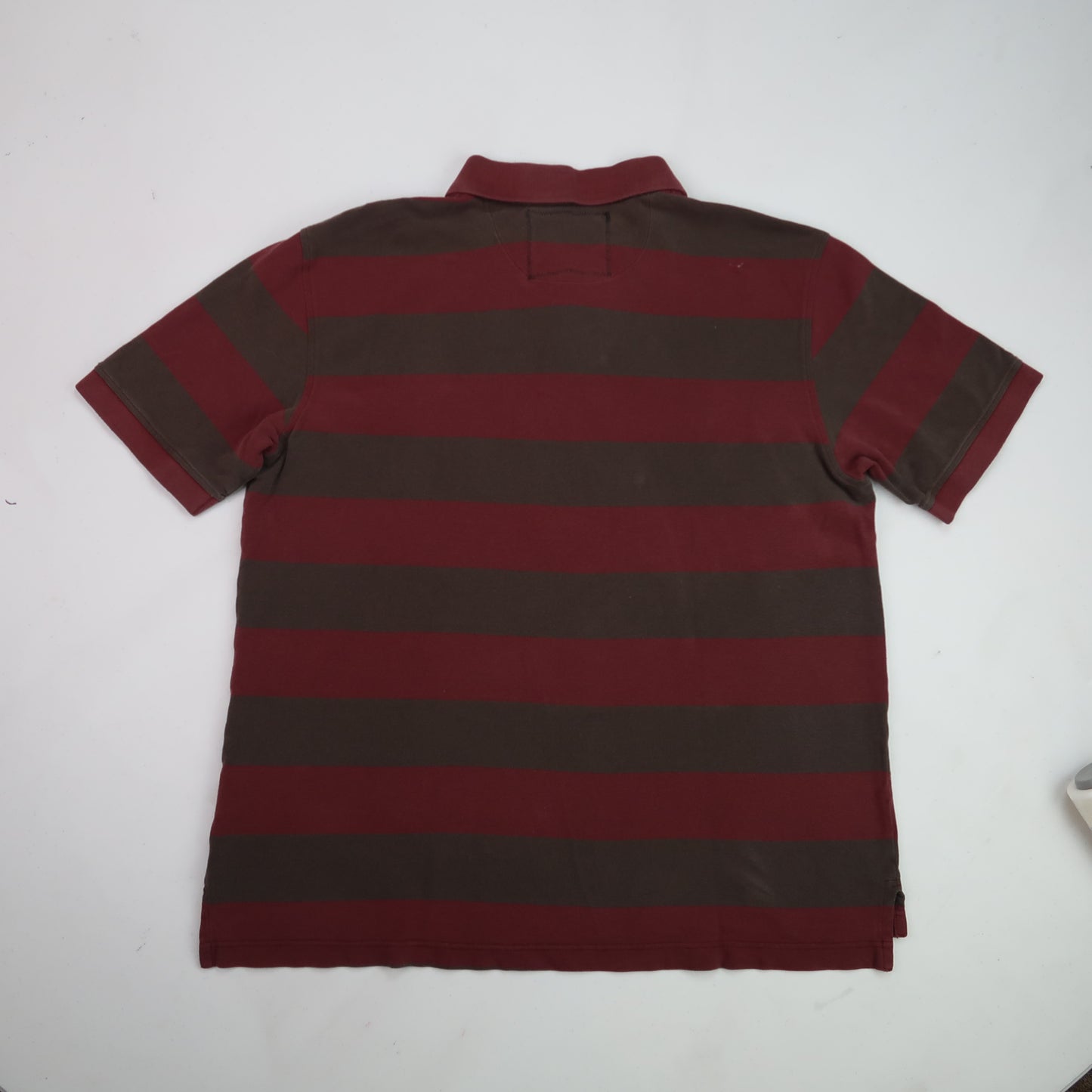 "I See All" (Eye Spiral) Red Striped Polo - Large