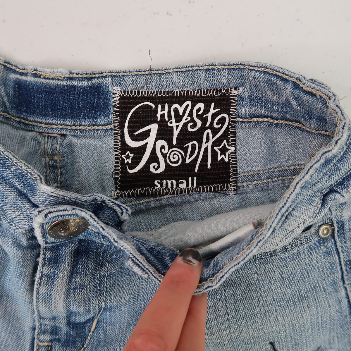 "I Love Spiders" Distressed Jeans - Small