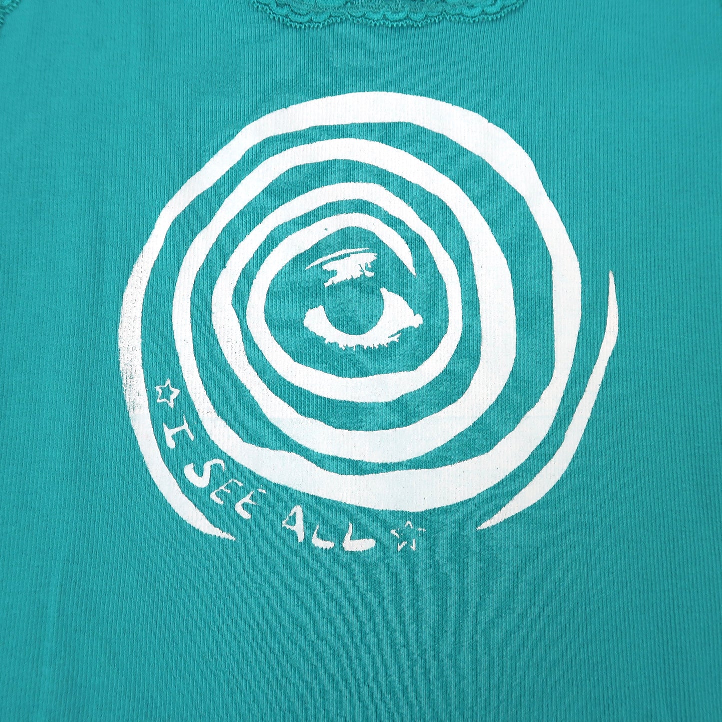 "I SEE ALL (Eye Spiral)" Teal Blue Tank Top - XL