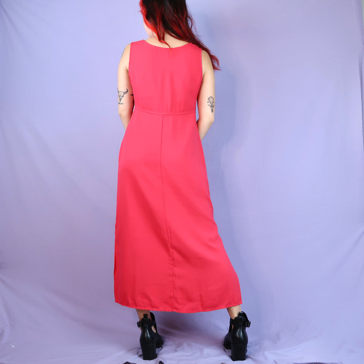 "I See All" (Eye Spiral) Red Maxi Dress - Medium