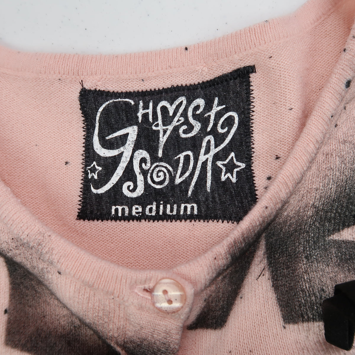 "Superstar" Light Pink and Black Star Cardigan - Medium