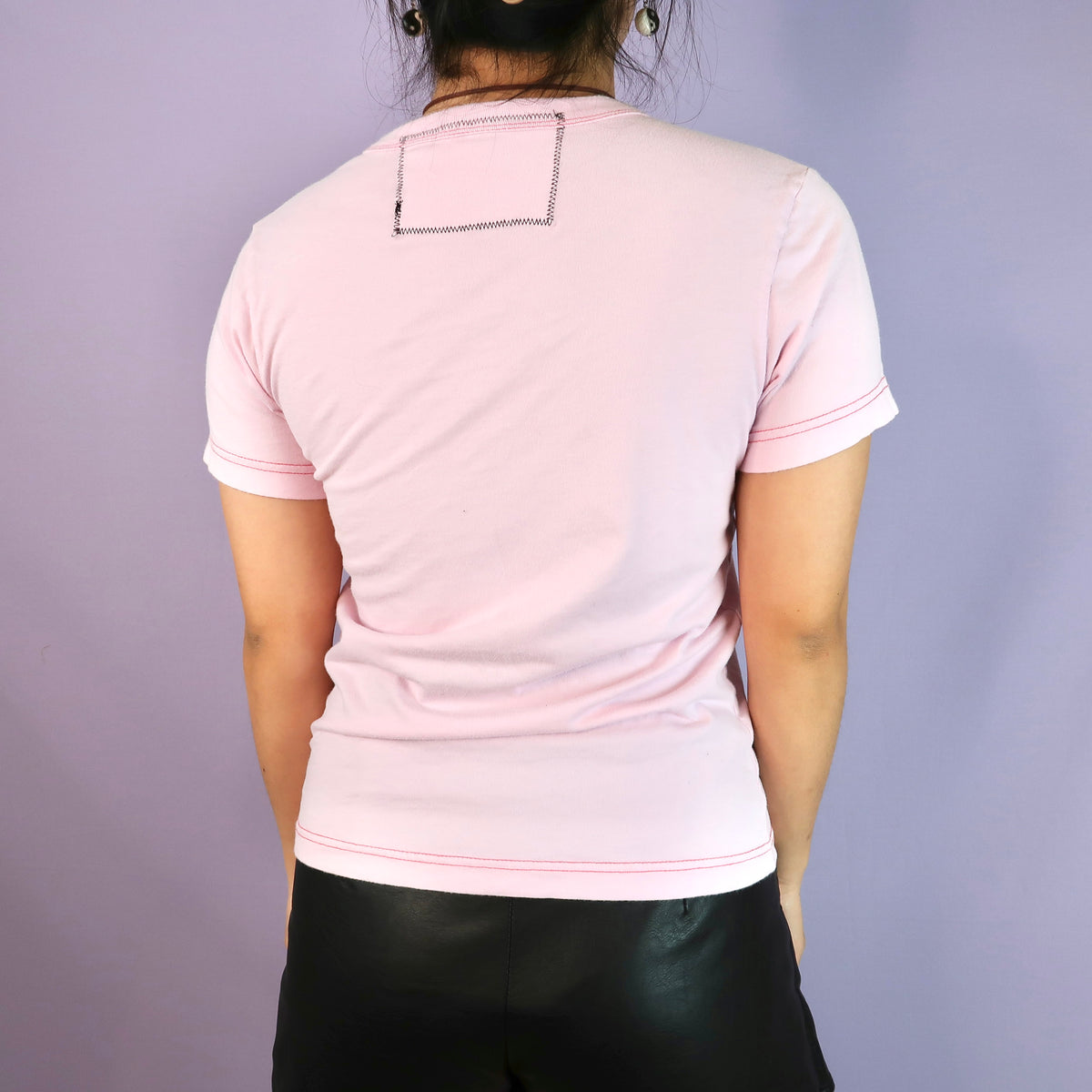 "Grim Skull" Pink Baby Tee - Medium