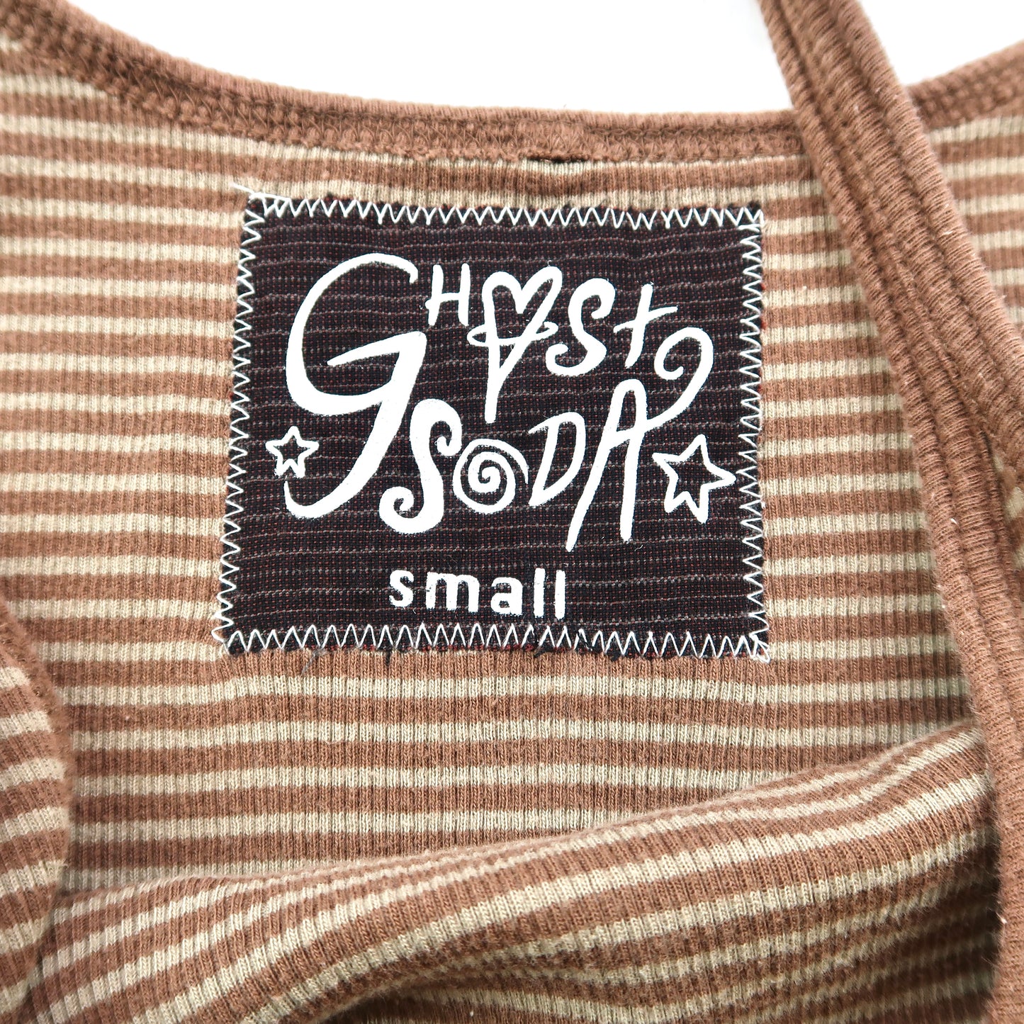 "Grim Skull" Brown Striped Tank Top - Small