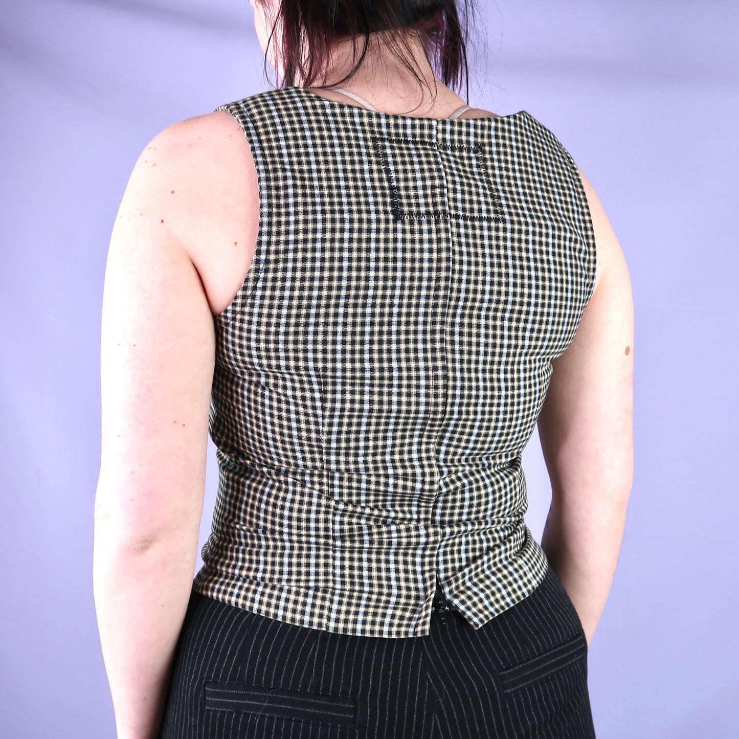 "Grim Skull" Plaid Tank Top - Medium