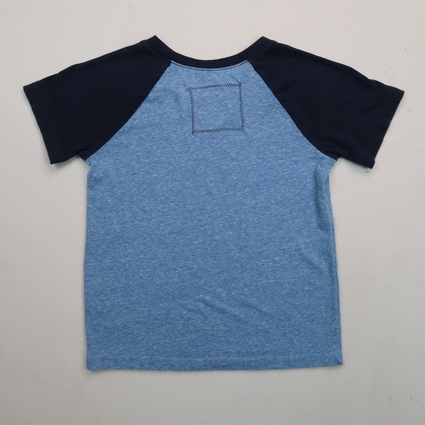 "Patches the Dog" Blue Raglan Baby Tee - X-Small