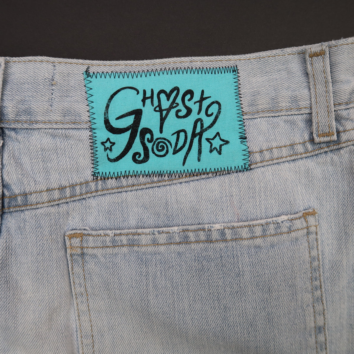 "I See All" (Eye Swirl) Denim Skirt - Medium