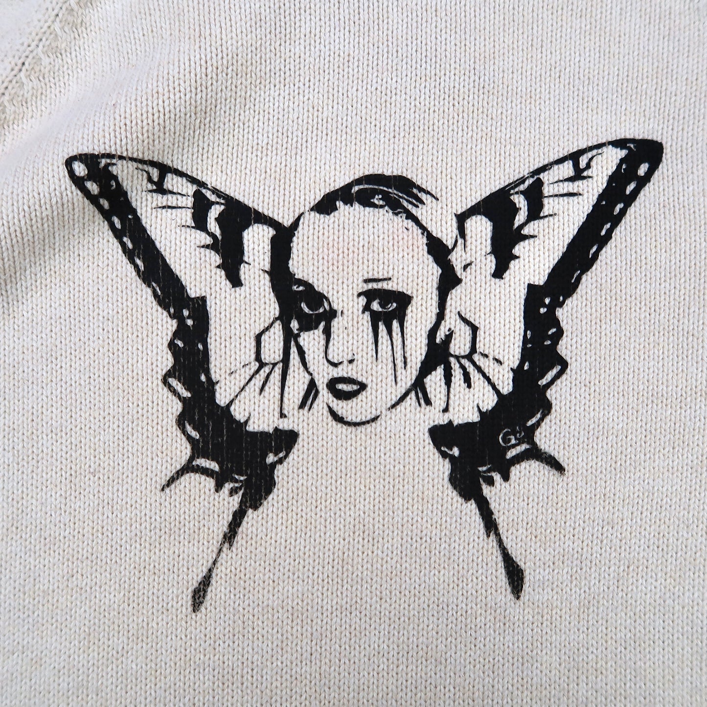 "Weeping Butterfly" Cream Turtleneck Sweater - Medium