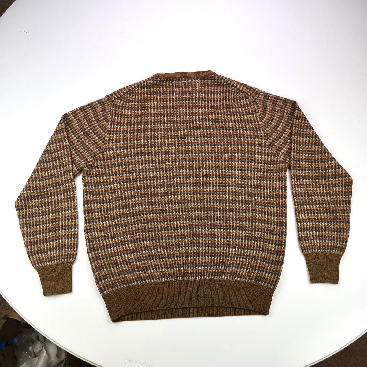 "Grim Skull" Brown Abstract Sweater - Large