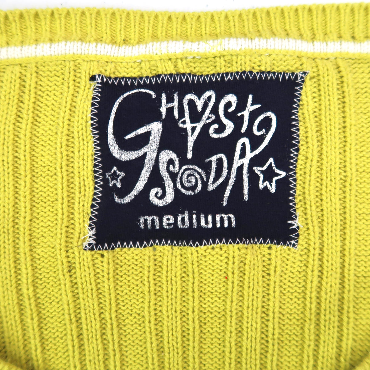 "Grim Skull" Chartreuse Knit Sweater - Medium