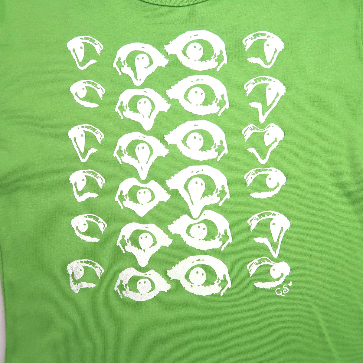 "Melted Visions" Green Baby Tee (White Version) - Medium