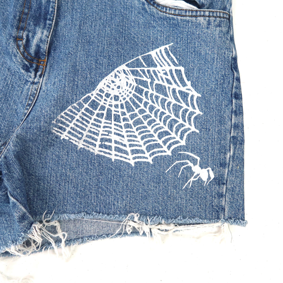 "Cobweb Club" Denim Shorts - Medium