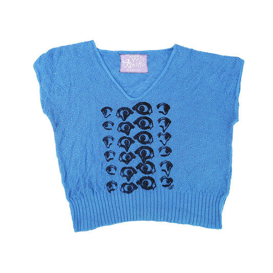 "Melted Visions" Blue Sweater Vest - Medium