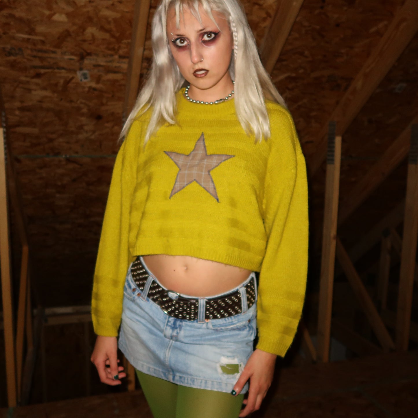 "I'M A STAR" Yellow Star Sweater - Medium