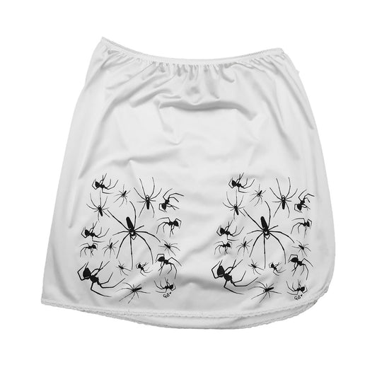 “I Love Spiders" White Slip Skirt - Small