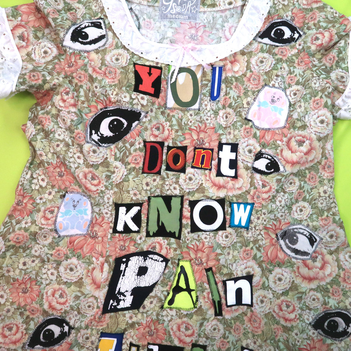 1OF1 “You Don’t Know Pain Like I Know Pain” Patchwork Dress - Medium