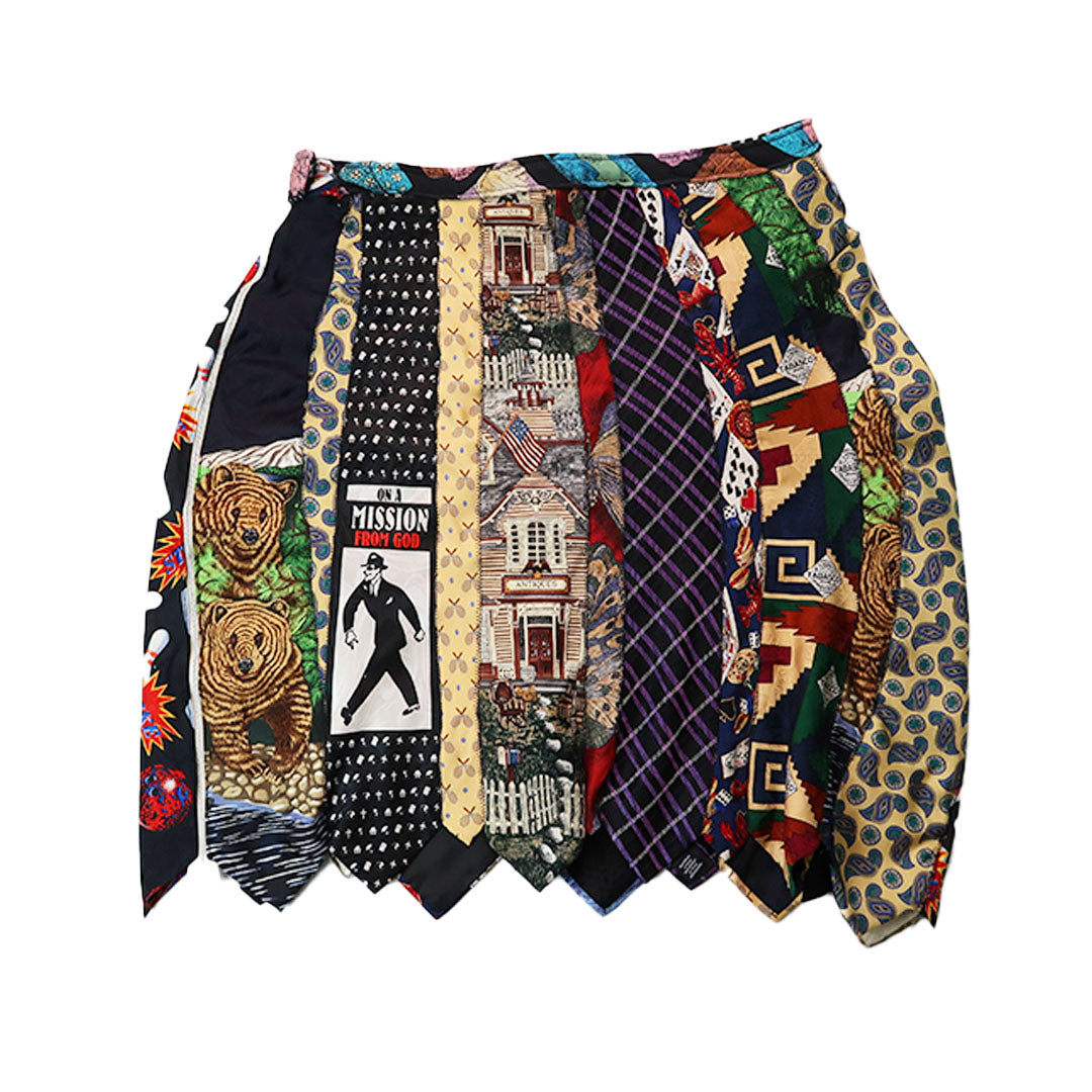 “On a Mission from God” Upcycled Necktie Skirt - Medium