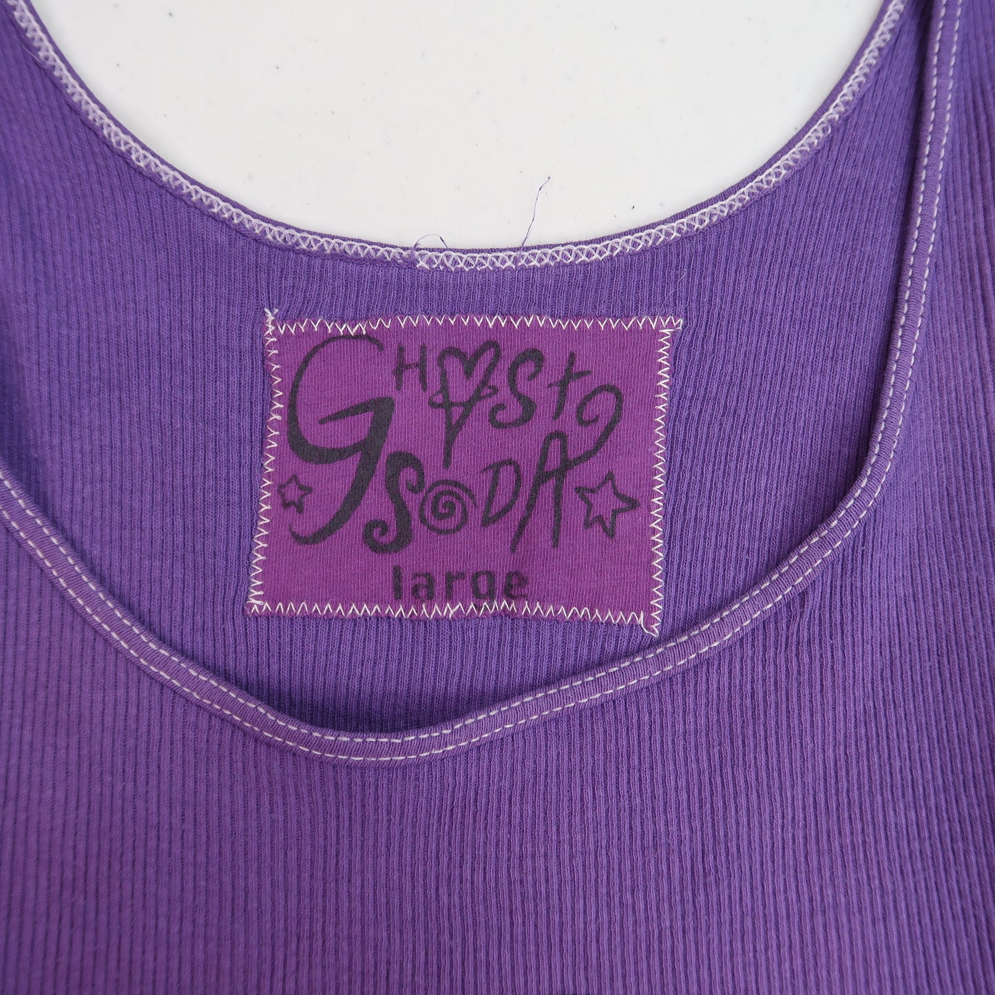 "Patches the Dog" Purple Ribbed Tank - Large