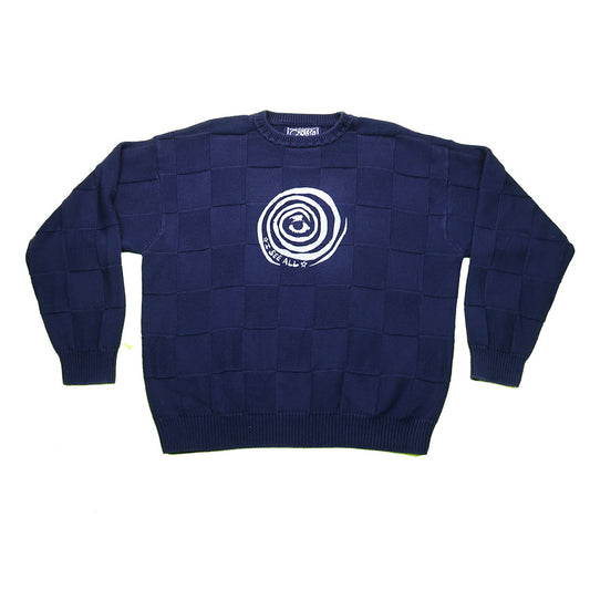"I See All (Eye Spiral)" Navy Blue Sweater - XXL