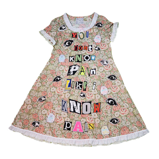 1OF1 “You Don’t Know Pain Like I Know Pain” Patchwork Dress - Medium
