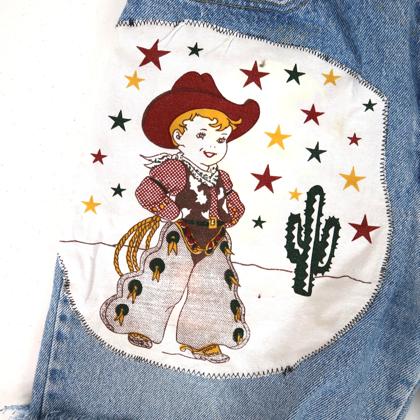 1OF1 "Cowpoke" Denim Patchwork Shorts - Small