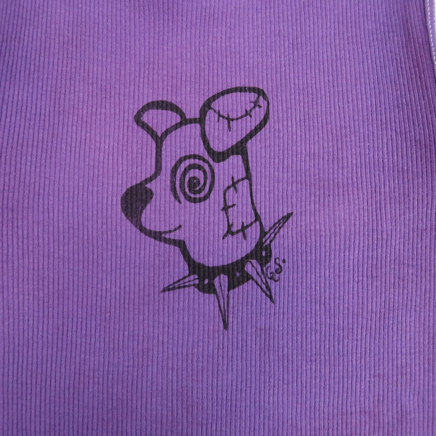 "Patches the Dog" Purple Ribbed Tank - Large
