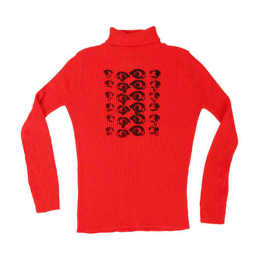 "Melted Visions" Cherry Red Turtleneck - Small