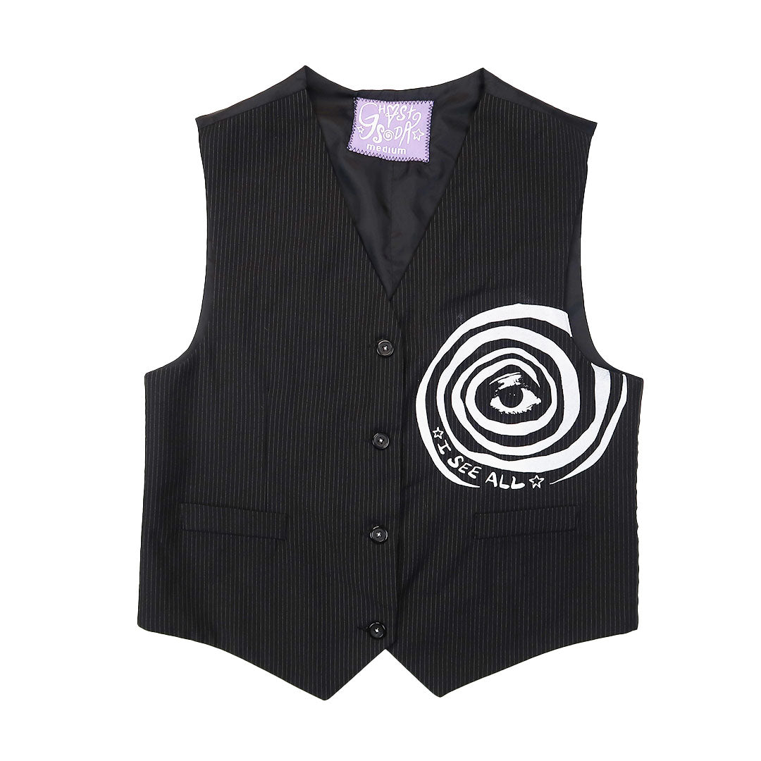 “I See All" (Eye Spiral) Pinstripe Vest - Medium