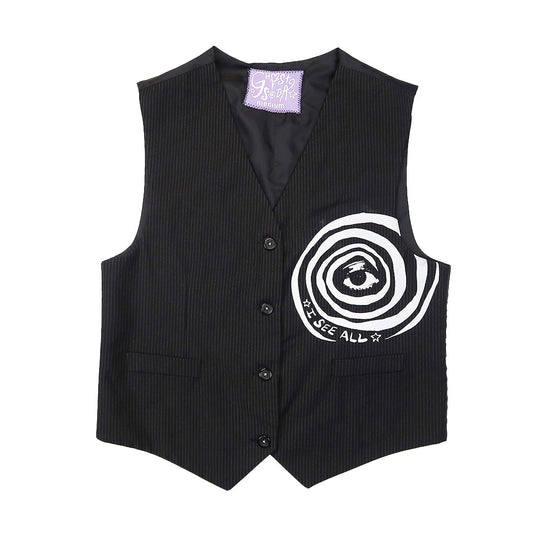 “I See All" (Eye Spiral) Pinstripe Vest - Medium