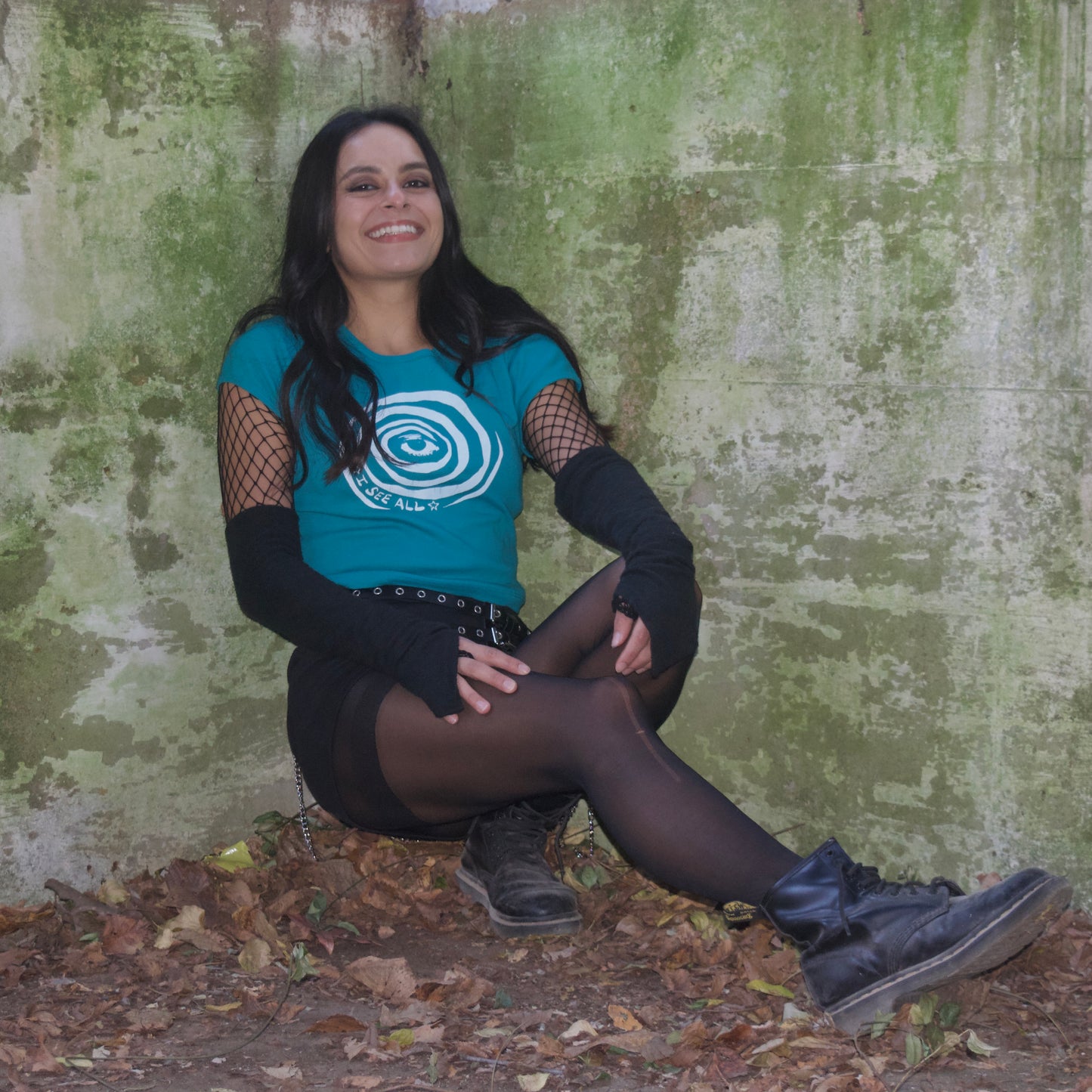 "I See All" (Eye Spiral) Teal Baby Tee