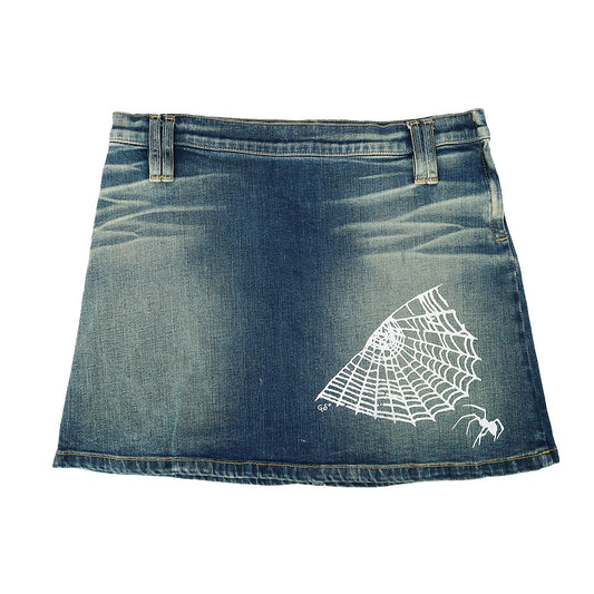 "Cobweb Club" Denim Skirt - Medium