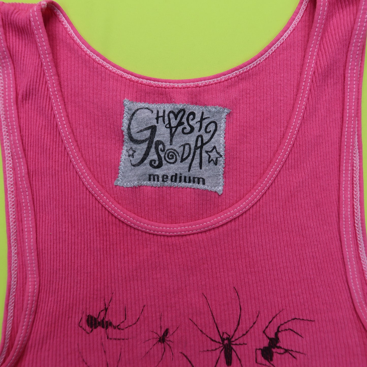 "I Love Spiders" Pink Distressed Tank - Medium