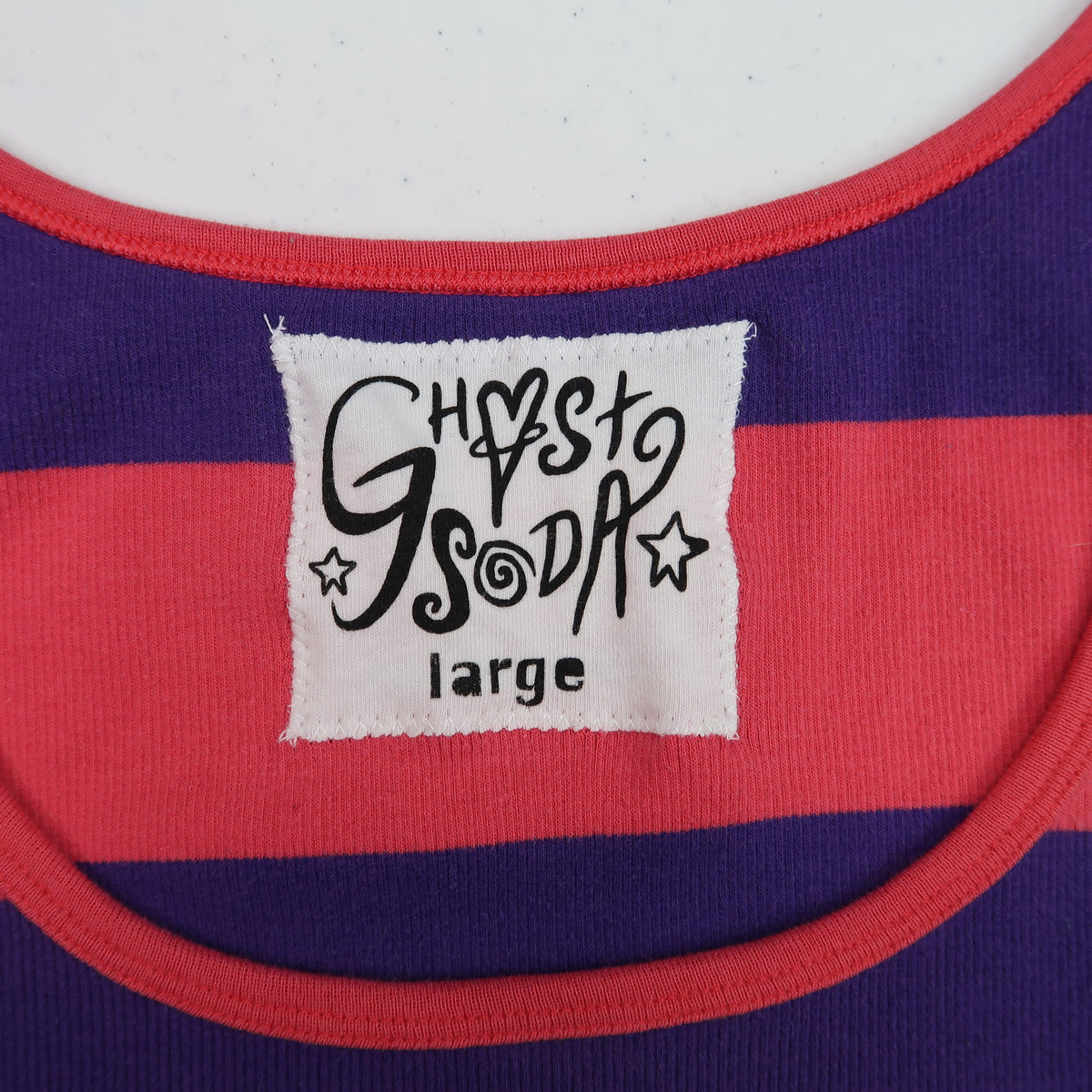 "I See All" (Melted Visions) Pink and Purple Striped Tank - Large