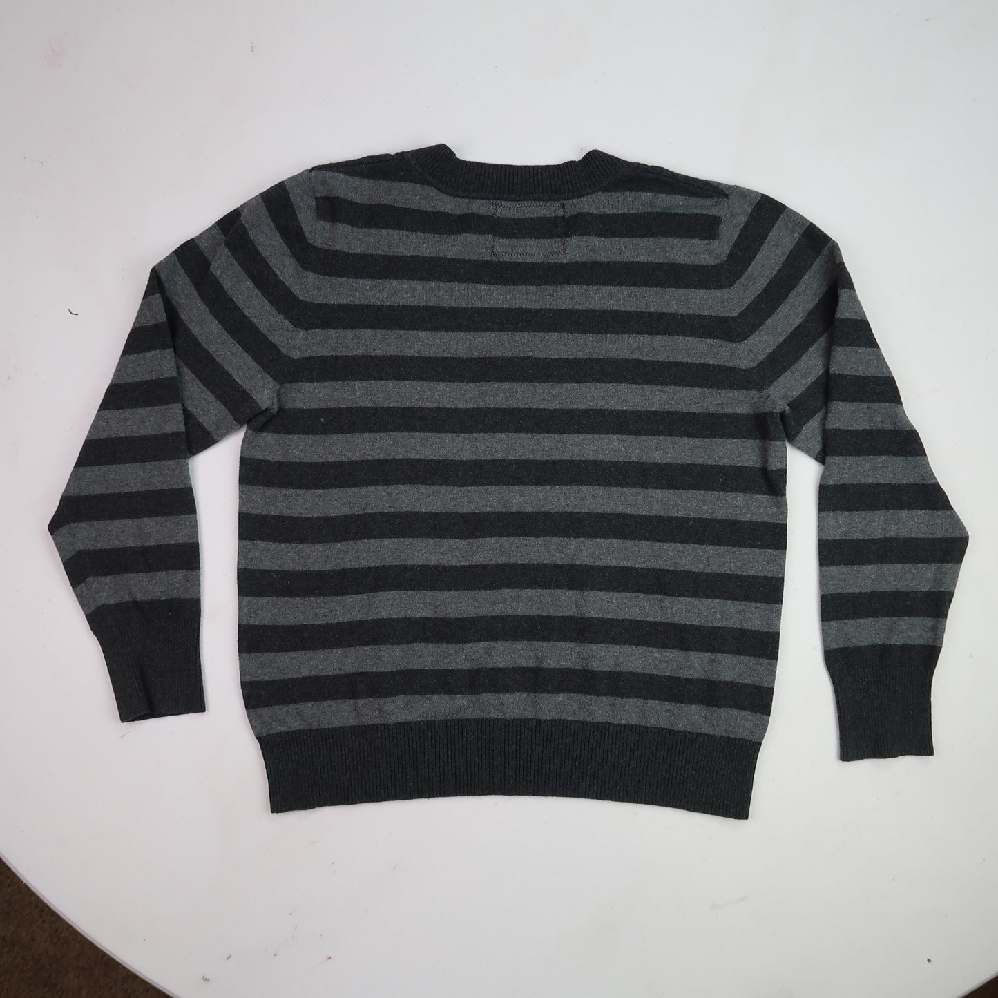 "Melted Visions" Striped Gray Sweater - XL