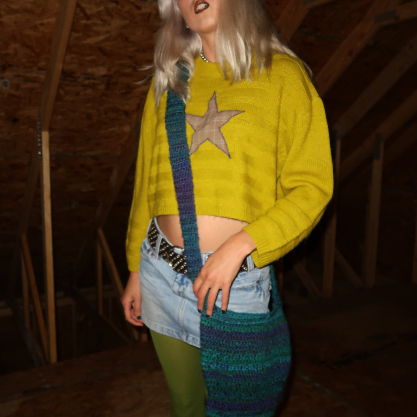 "I'M A STAR" Yellow Star Sweater - Medium