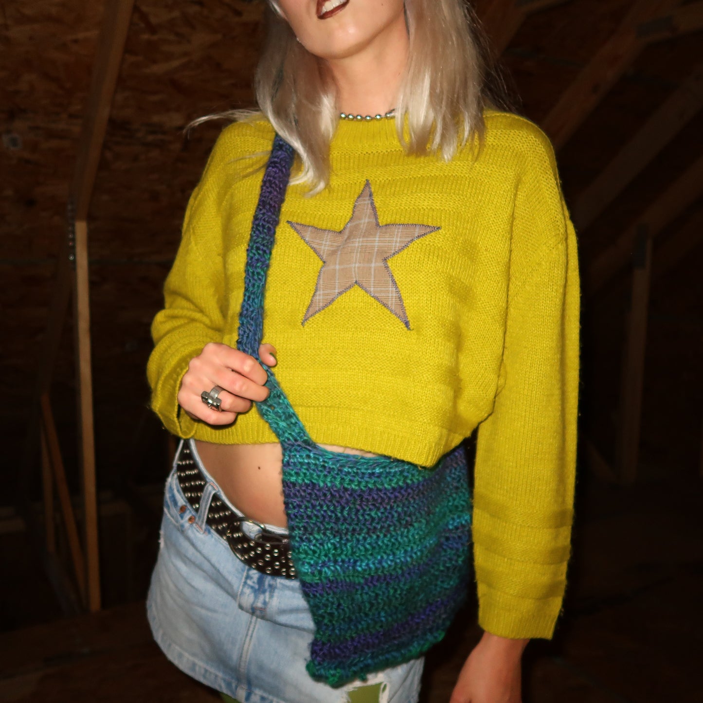 "I'M A STAR" Yellow Star Sweater - Medium