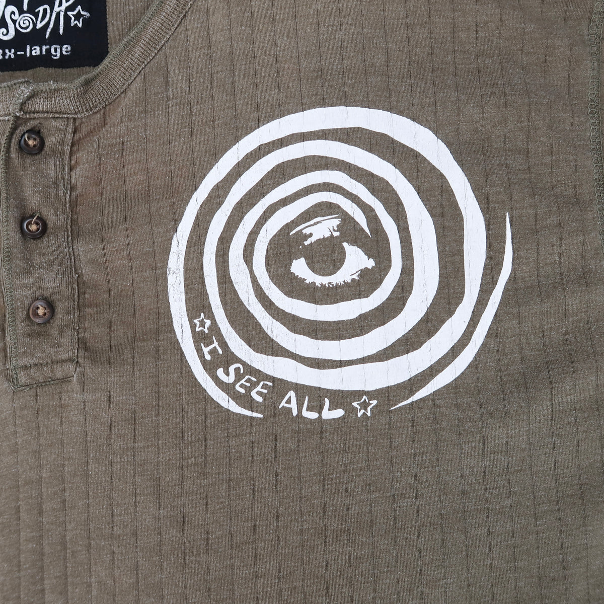 "I See All (Eye Spiral)" Army Green Long Sleeve - 3xl