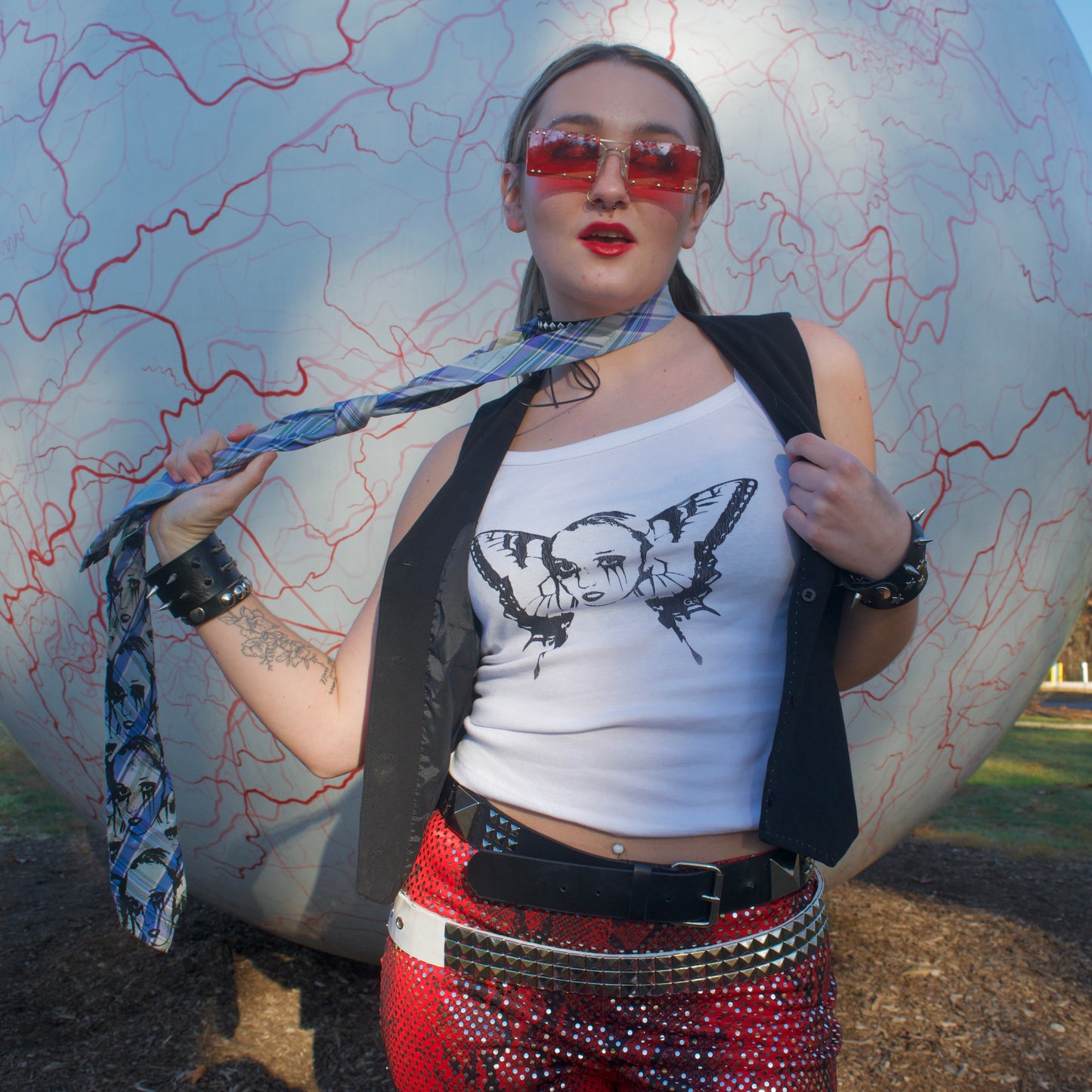 (MISPRINTS) "Weeping Butterfly" White Tank Top