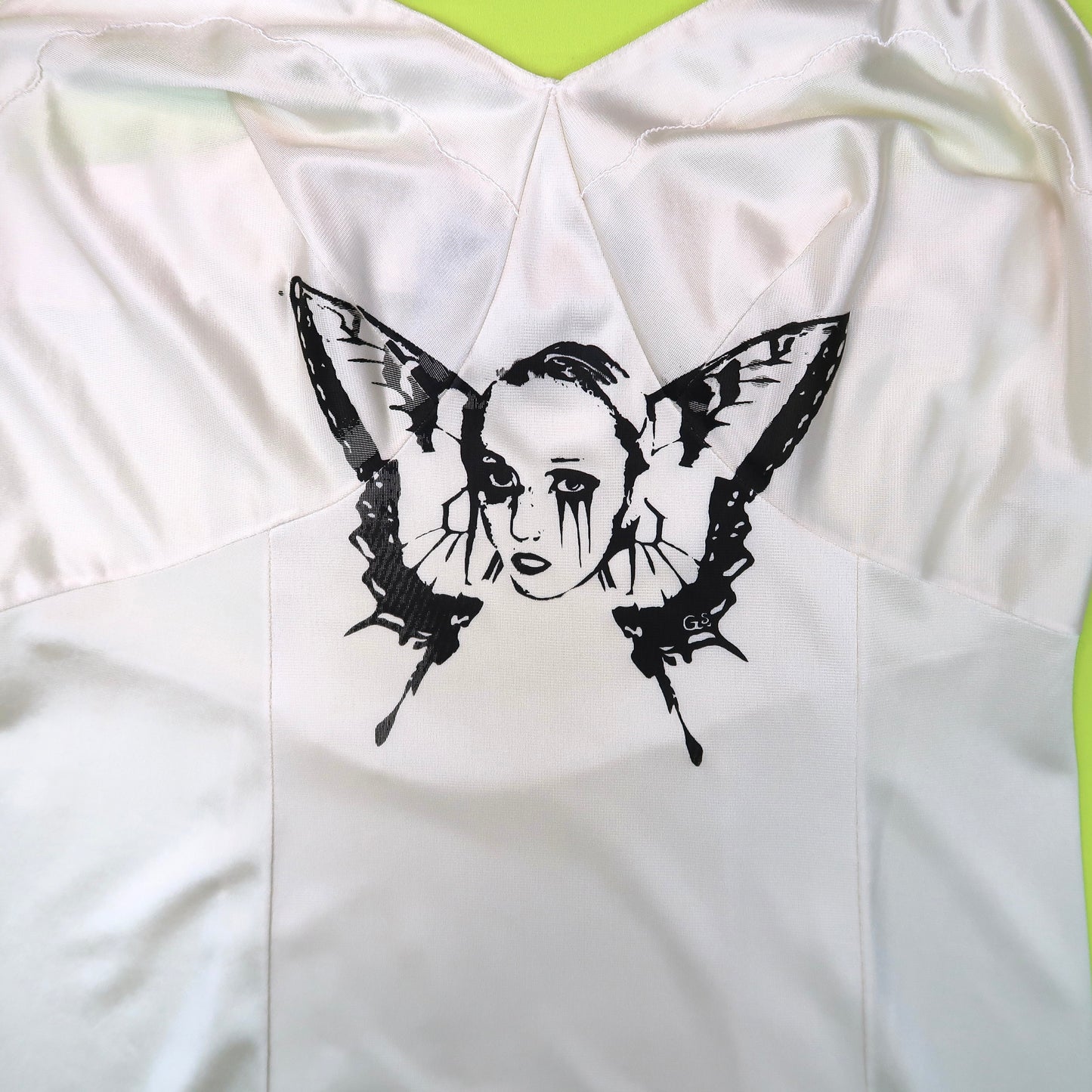 “Weeping Butterfly" Off-White Slip Dress - Small