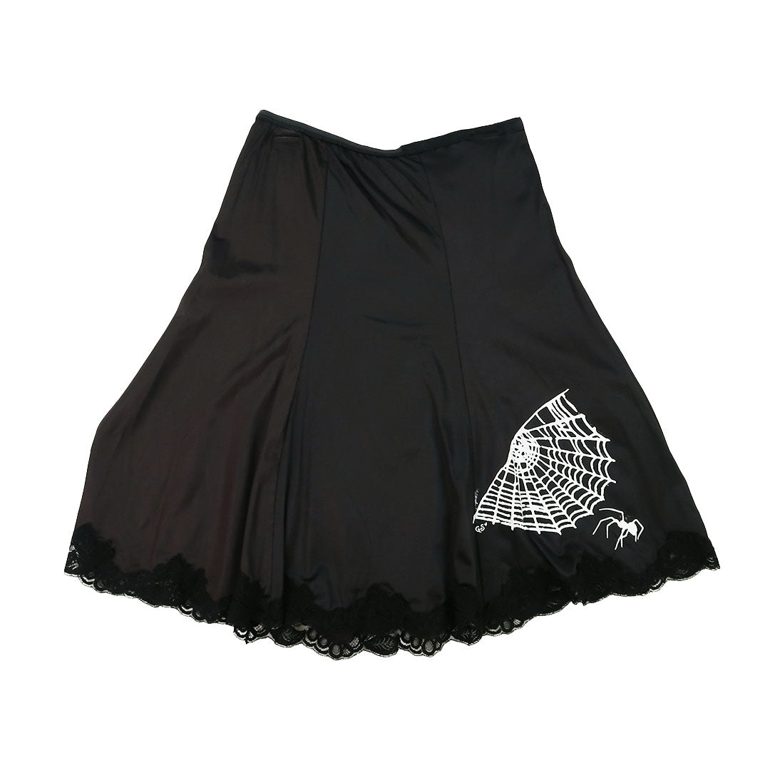 "COBWEB CLUB" Black Slip Skirt - Small
