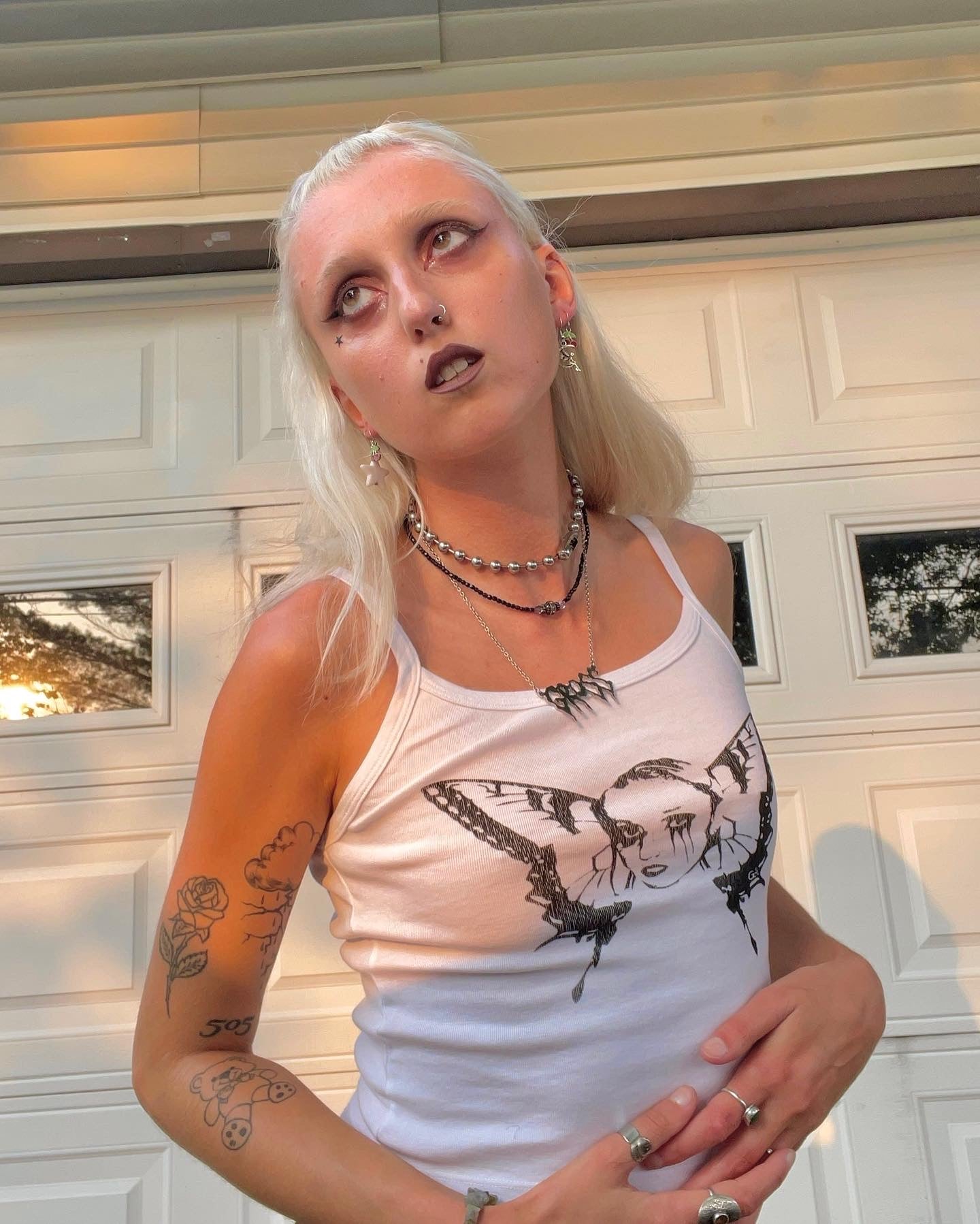 (MISPRINTS) "Weeping Butterfly" White Tank Top