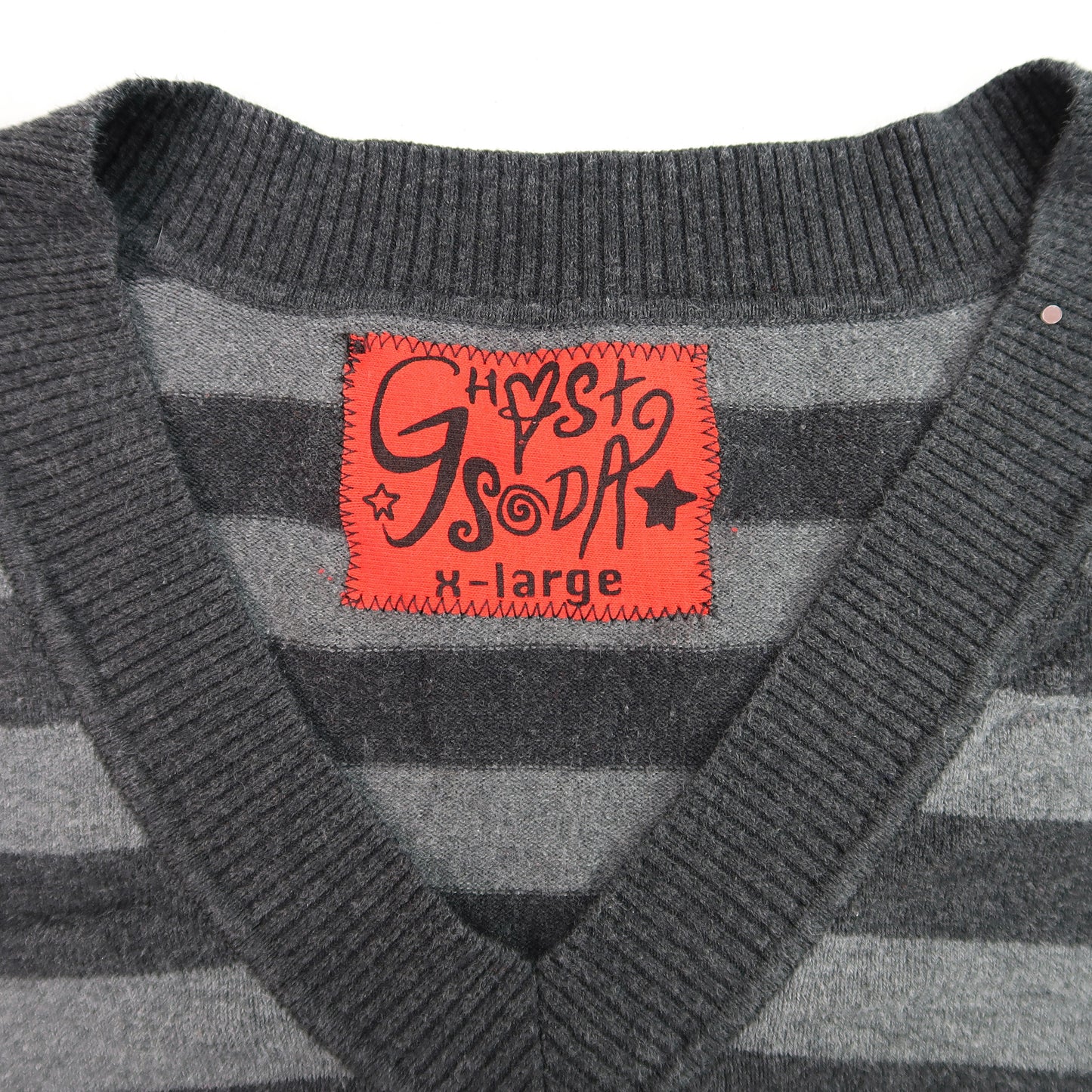 "Melted Visions" Striped Gray Sweater - XL