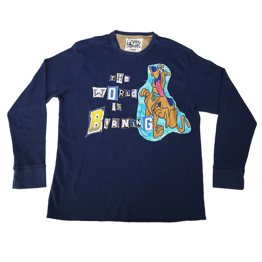 "THE WORLD IS BURNING" Ghost Soda Patchwork Top - Large