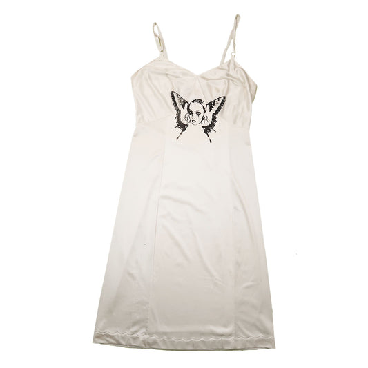 “Weeping Butterfly" Off-White Slip Dress - Small