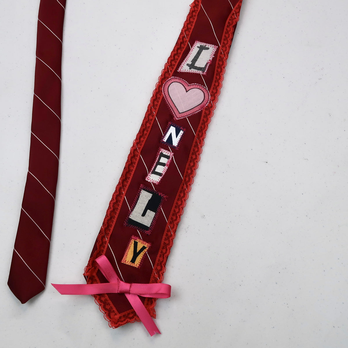 1OF1 “Lonely” Red Patchwork Tie