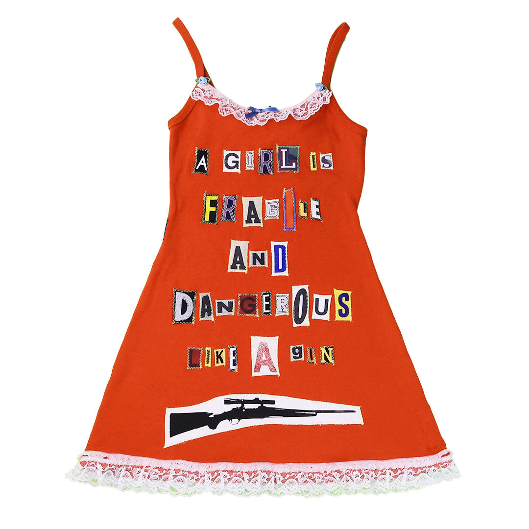 1OF1 “Fragile and Dangerous” REVERSIBLE Red Patchwork Dress - Small
