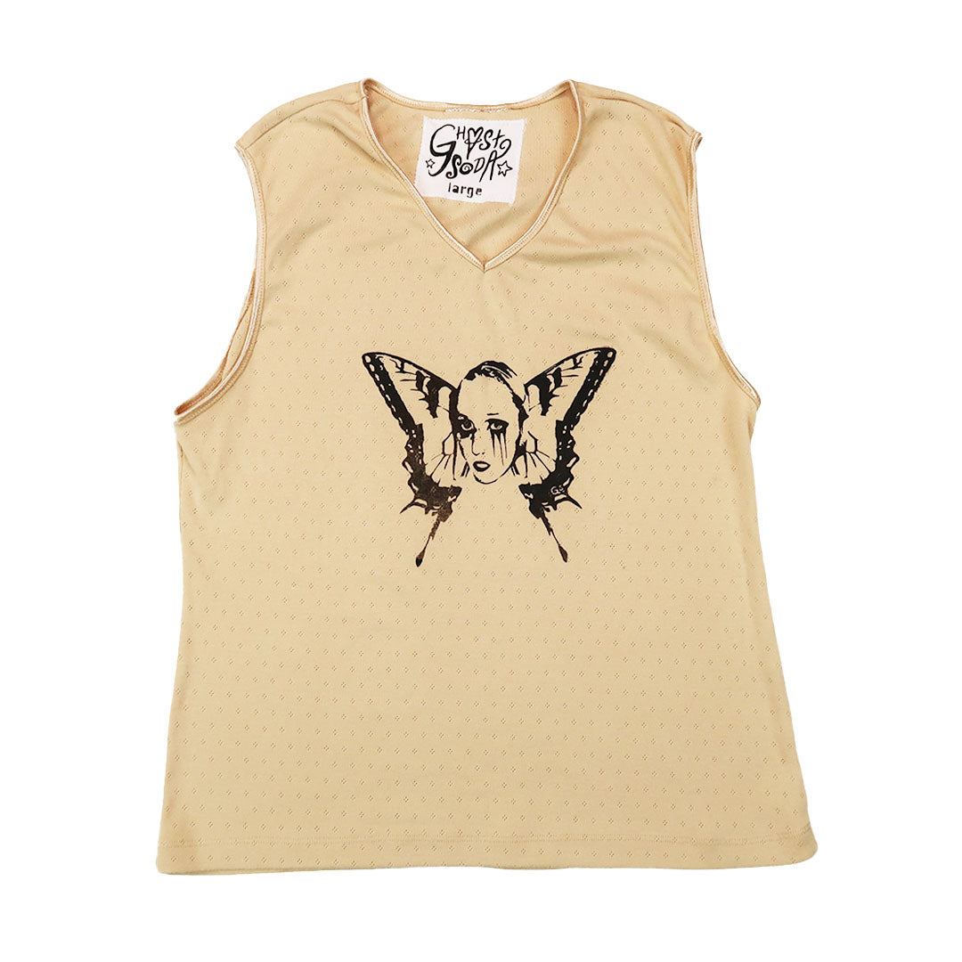 “Weeping Butterfly” Beige Tank - Large