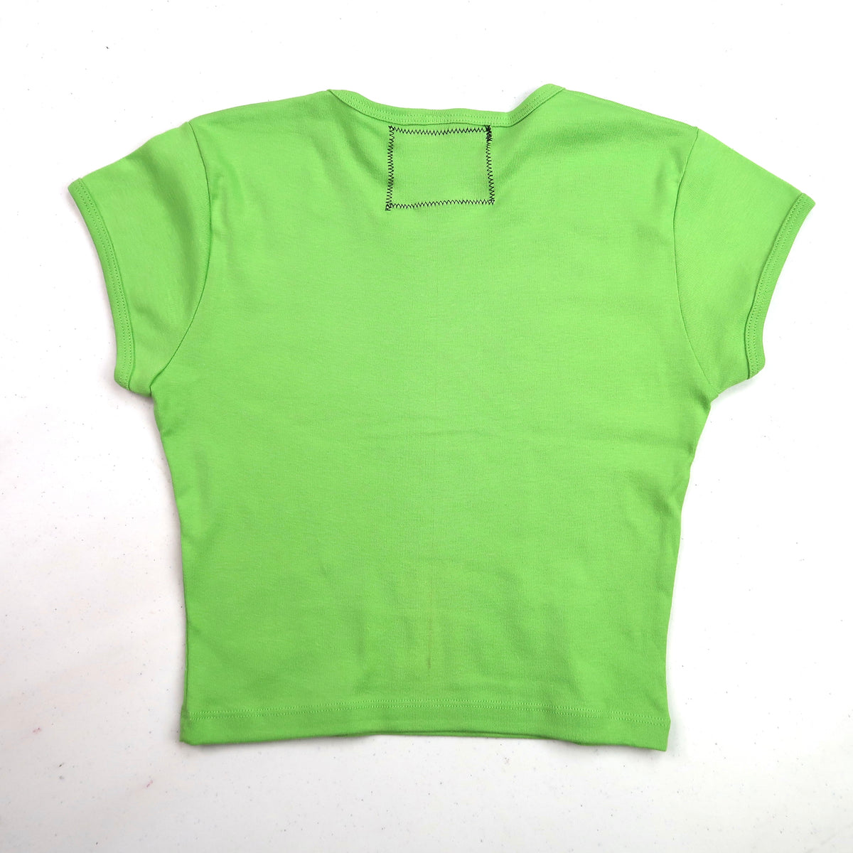 "Melted Visions" Green Baby Tee (White Version) - Medium